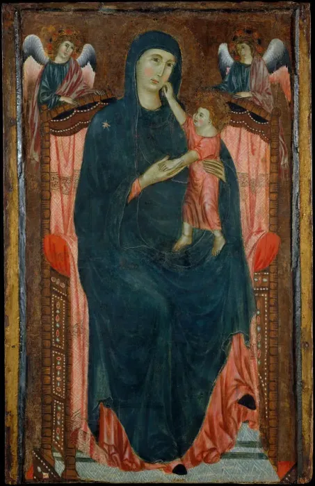Framed Print : Madonna and Child Enthroned with Angels. Creator: Master of Varlungo Framed Print : Madonna and Child Enthroned with Angels. Creator: Master of Varlungo