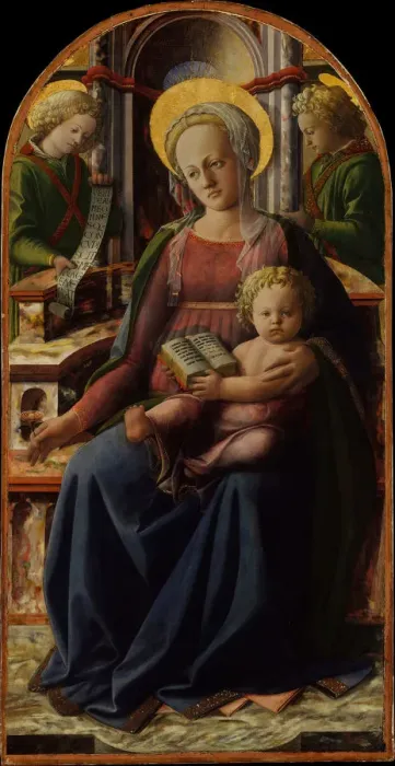 Framed Print : Madonna and Child Enthroned with Two Angels, ca. 1440. Creator: Filippo Lippi Framed Print : Madonna and Child Enthroned with Two Angels, ca. 1440. Creator: Filippo Lippi