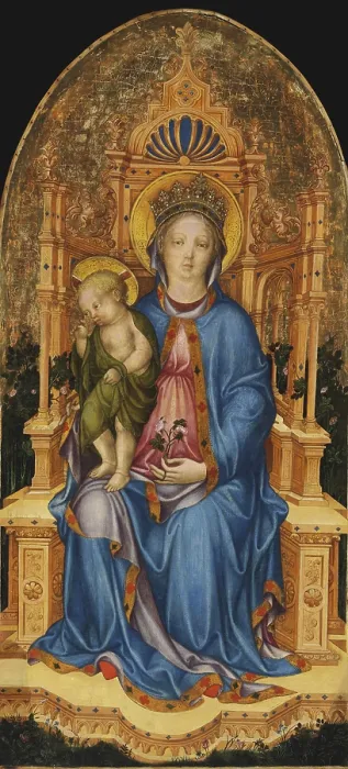 Framed Print : Madonna and Child Enthroned, Early 1450s. Creator: Giambono, Michele (c. 1400-c. 1462) Framed Print : Madonna and Child Enthroned, Early 1450s. Creator: Giambono, Michele (c. 1400-c. 1462)