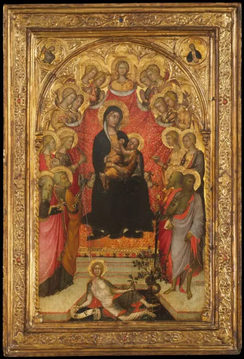 Framed Print : Madonna and Child Enthroned with Saint John the Evangelist, Saint Peter, Saint Agnes Framed Print : Madonna and Child Enthroned with Saint John the Evangelist, Saint Peter, Saint Agnes