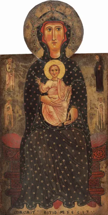 Framed Print : Madonna and Child Enthroned with Four Saints, c. 1240 / 1245. Creator: Margarito d Arezzo Framed Print : Madonna and Child Enthroned with Four Saints, c. 1240 / 1245. Creator: Margarito d Arezzo