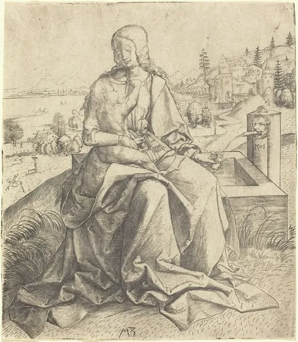 Framed Print : Madonna and Child at a Fountain, 1501. Creator: Master MZ Framed Print : Madonna and Child at a Fountain, 1501. Creator: Master MZ