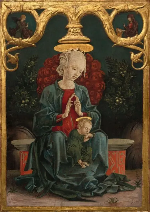 Framed Print : Madonna and Child in a Garden, c. 1460 / 1470. Creator: CosmeTura Framed Print : Madonna and Child in a Garden, c. 1460 / 1470. Creator: CosmeTura