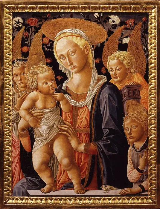 Framed Print : Madonna and Child with the Infant Saint John and Angels (Tabernacle), 1459. Creator: Pseudo Pier Francesco Fiorentino Framed Print : Madonna and Child with the Infant Saint John and Angels (Tabernacle), 1459. Creator: Pseudo Pier Francesco Fiorentino