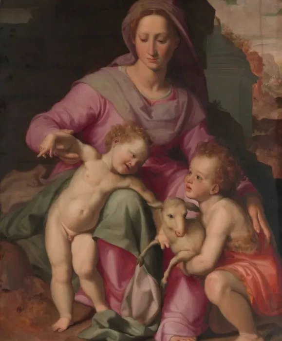 Framed Print : Madonna and Child with the Infant Saint John the Baptist, early 1570s. Creator: Santi di Tito Framed Print : Madonna and Child with the Infant Saint John the Baptist, early 1570s. Creator: Santi di Tito