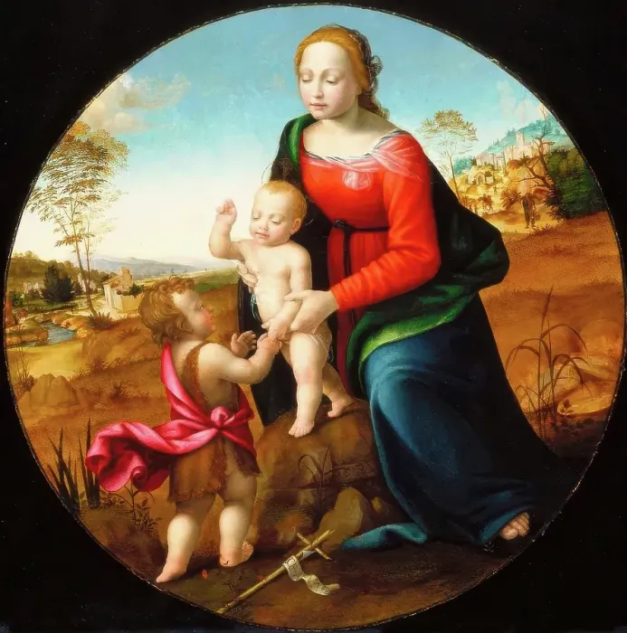 Framed Print : Madonna and Child with the Infant Saint John the Baptist, about 1500. Creators: Giuliano Bugiardini, Franciabigio