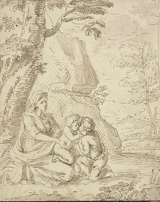 Framed Print : Madonna and Child with the Infant Saint John, n.d. Creators: Unknown, Lodovico Carracci Framed Print : Madonna and Child with the Infant Saint John, n.d. Creators: Unknown, Lodovico Carracci