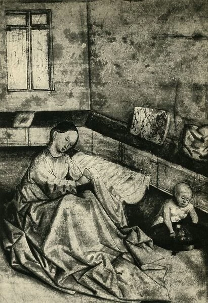 Madonna and child in an interior, early 15th century?, (1943). Creator: School of Konrad Witz
