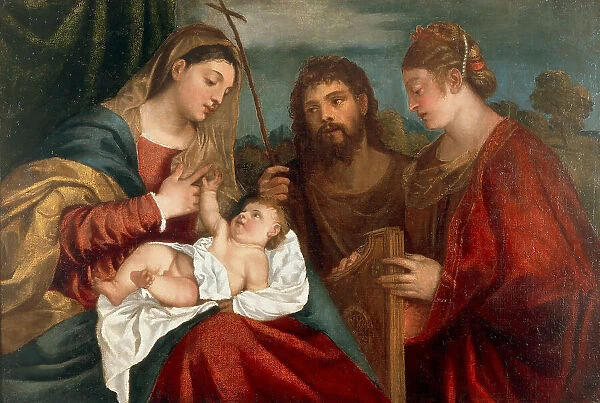 Madonna and Child with John the Baptist and Saint Cecilia, ca 1540-1560. Creator: Titian, (School)