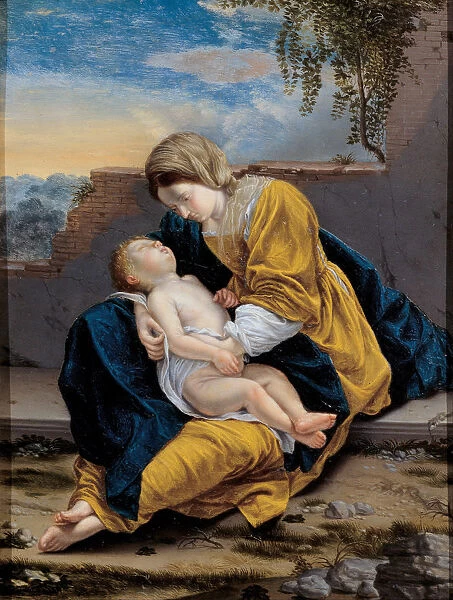 Madonna and Child in a landscape, 1621-1624. Artist: Gentileschi, Orazio (1563-1638)