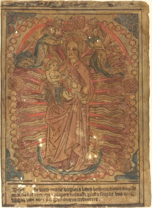 Framed Print : The Madonna and Child in a Rosary, c. 1490. Creator: Unknown