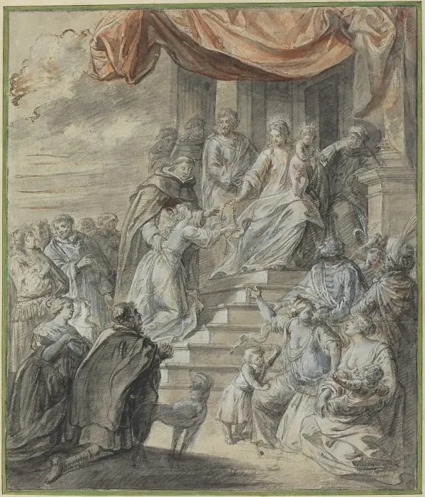 Framed Print : Madonna and Child with Rosary and Saint. Creator: Abraham Jansz van Diepenbeeck Framed Print : Madonna and Child with Rosary and Saint. Creator: Abraham Jansz van Diepenbeeck