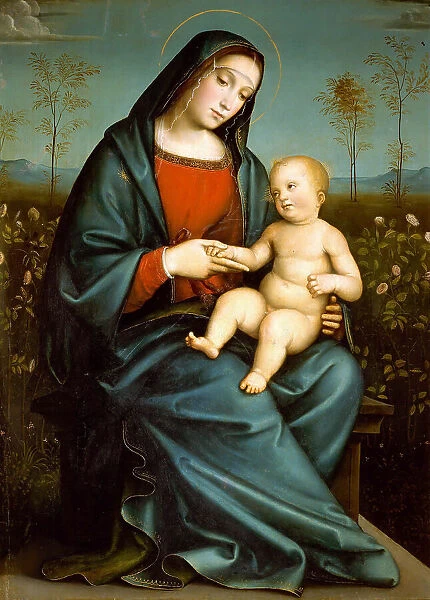 Madonna with Child in the Rose Garden, c. 1480. Creator: Francia, Francesco (1450-1517)