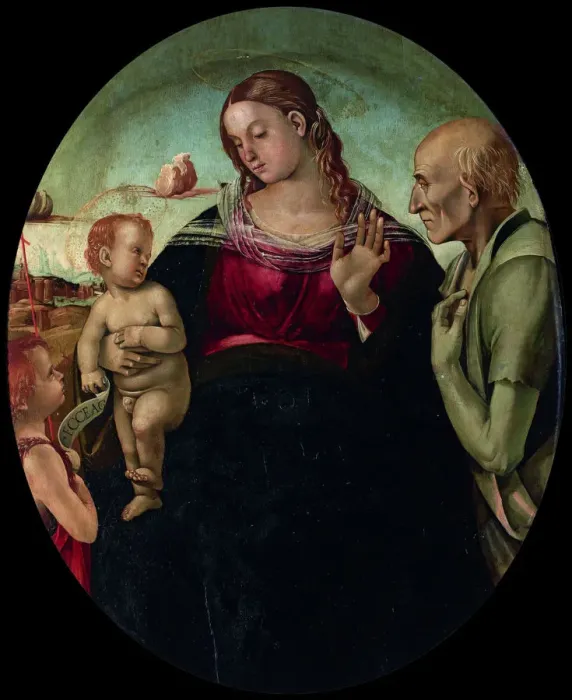 Framed Print : The Madonna and Child with Saint John and Saint Jerome, 1491. Creator: Signorelli Framed Print : The Madonna and Child with Saint John and Saint Jerome, 1491. Creator: Signorelli