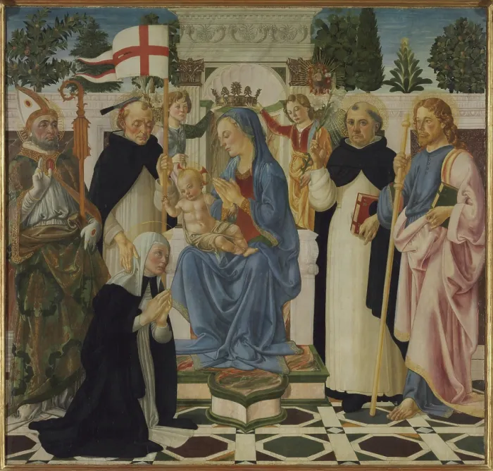 Framed Print : Madonna and Child with Five Saints and Two Angels, c1470-1475. Creator: Verrocchio, Andrea del (1437-1488) Framed Print : Madonna and Child with Five Saints and Two Angels, c1470-1475. Creator: Verrocchio, Andrea del (1437-1488)