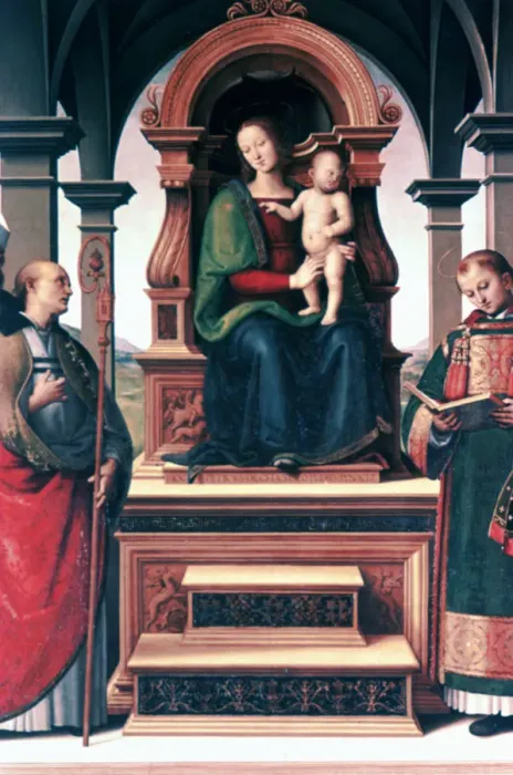 Framed Print : Madonna and Child with Saints, c1470-1523. Artist: Perugino Framed Print : Madonna and Child with Saints, c1470-1523. Artist: Perugino