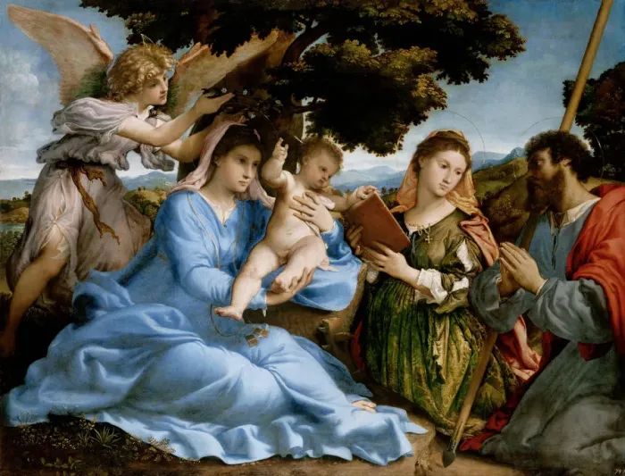 Framed Print : Madonna and Child with Saints Catherine and James the Great, 1527-1533. Artist: Lotto, Lorenzo (1480-1556) Framed Print : Madonna and Child with Saints Catherine and James the Great, 1527-1533. Artist: Lotto, Lorenzo (1480-1556)