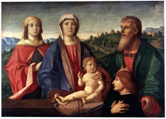 Framed Print : Madonna and Child with Saints and Donator, c1504. Artist: Pasqualino Veneto Framed Print : Madonna and Child with Saints and Donator, c1504. Artist: Pasqualino Veneto