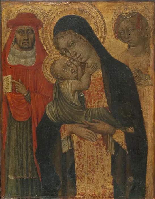 Framed Print : Madonna and Child with Saints Jerome and Agnes, ca. 1465. Creator: Giovanni di Paolo Framed Print : Madonna and Child with Saints Jerome and Agnes, ca. 1465. Creator: Giovanni di Paolo