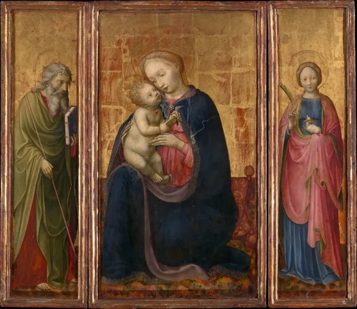 Framed Print : Madonna and Child with Saints Philip and Agnes, ca. 1425-30. Creator: Donato de Bardi Framed Print : Madonna and Child with Saints Philip and Agnes, ca. 1425-30. Creator: Donato de Bardi