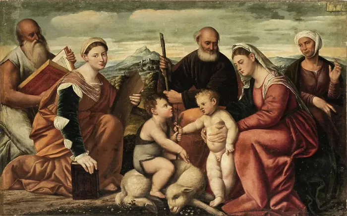 Framed Print : Madonna and Child with Saints (Sacra conversazione), c1540. Creator: Licinio; Bernardino (ca. 1489-ca. 1565) Framed Print : Madonna and Child with Saints (Sacra conversazione), c1540. Creator: Licinio; Bernardino (ca. 1489-ca. 1565)