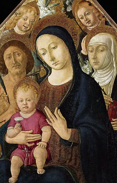 Madonna and Child with Saints Sebastian, Catherine of Siena and two angels, c. 1480. Creator: Matteo di Giovanni (ca. 1430-1495)