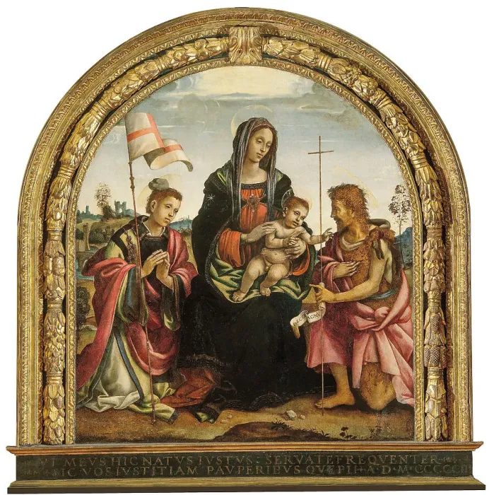 Framed Print : Madonna and Child with Saints Stephen and John the Baptist (Pala dell'Udienza), 1502-1503. Creator: Lippi, Filippino (1457-1504) Framed Print : Madonna and Child with Saints Stephen and John the Baptist (Pala dell'Udienza), 1502-1503. Creator: Lippi, Filippino (1457-1504)