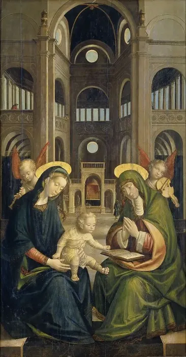 Framed Print : The Madonna and Child with St Anne, 1528. Creator: Defendente Ferrari Framed Print : The Madonna and Child with St Anne, 1528. Creator: Defendente Ferrari