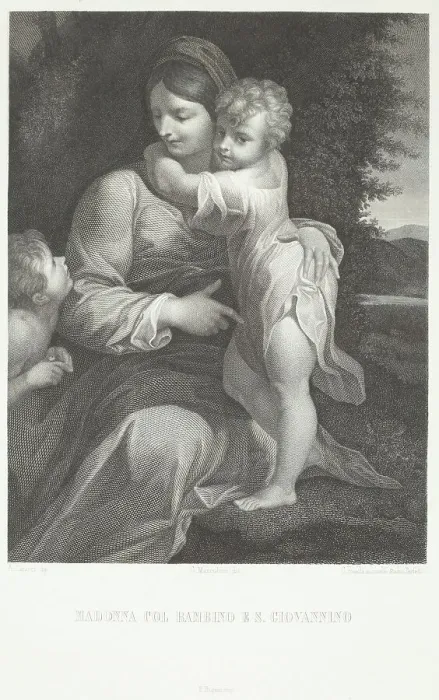 Framed Print : Madonna and child with St John, 1841-1846. Creator: Giovanni Fosella Framed Print : Madonna and child with St John, 1841-1846. Creator: Giovanni Fosella