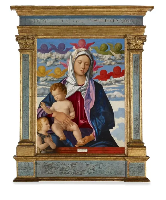 Framed Print : Madonna and Child with St John the Baptist, about 1490-1500. Creator: Giovanni Bellini Framed Print : Madonna and Child with St John the Baptist, about 1490-1500. Creator: Giovanni Bellini