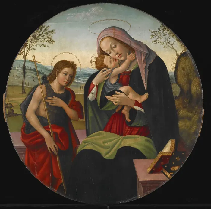 Framed Print : Madonna and Child with St John the Baptist, about 1510. Creator: Sandro Botticelli Framed Print : Madonna and Child with St John the Baptist, about 1510. Creator: Sandro Botticelli