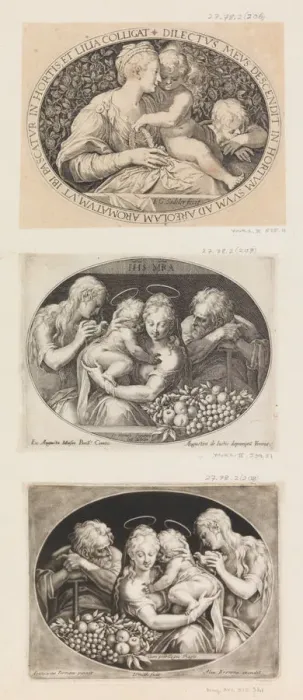 Framed Print : Madonna and Child with St. John. Creator: Aegidius Sadeler II Framed Print : Madonna and Child with St. John. Creator: Aegidius Sadeler II