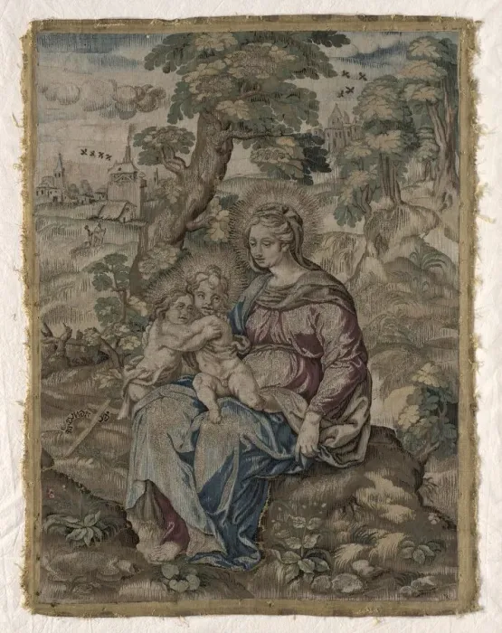 Framed Print : Madonna with Christ Child and Saint John the Baptist, 1500s. Creator: Unknown Framed Print : Madonna with Christ Child and Saint John the Baptist, 1500s. Creator: Unknown
