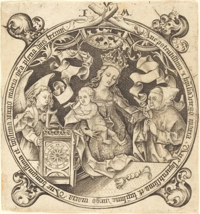Framed Print : The Madonna with the Clock, c. 1490. Creator: Israhel van Meckenem Framed Print : The Madonna with the Clock, c. 1490. Creator: Israhel van Meckenem