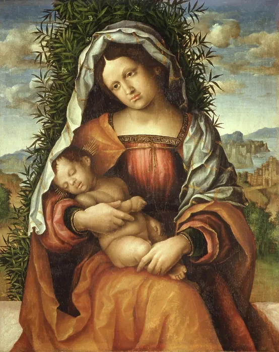 Framed Print : Madonna dei gelsomini (Madonna of the Jasmine), Early16th century. Creator: Giolfino, Niccolo (Nicola) (1476-1555) Framed Print : Madonna dei gelsomini (Madonna of the Jasmine), Early16th century. Creator: Giolfino, Niccolo (Nicola) (1476-1555)