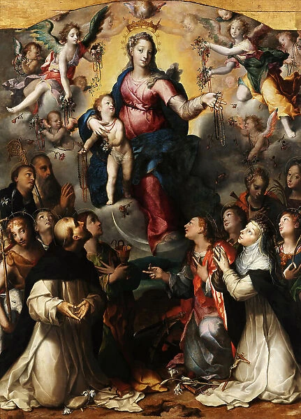 Madonna del Rosario (Madonna of the Rosary), 1578. Creator: Hendricksz (d'Errico), Dirck (Teodoro) (1544-1618)