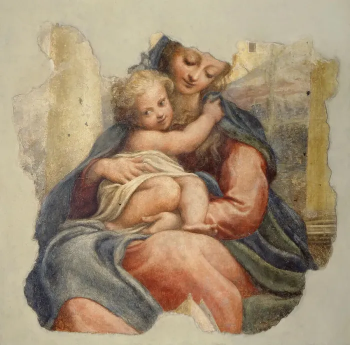 Framed Print : Madonna della Scala, ca 1524. Artist: Correggio (1489-1534) Framed Print : Madonna della Scala, ca 1524. Artist: Correggio (1489-1534)