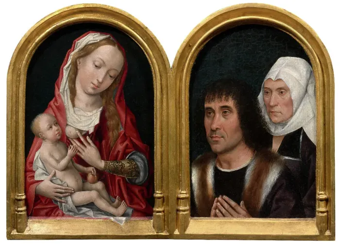 Framed Print : Madonna with Two Donors, 4th quarter 15th century. Creator: Anon Framed Print : Madonna with Two Donors, 4th quarter 15th century. Creator: Anon