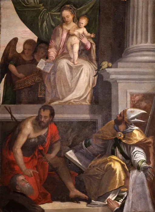 Framed Print : Madonna Enthroned with Child, St John the Baptist, St Louis of Toulouse and Donors Framed Print : Madonna Enthroned with Child, St John the Baptist, St Louis of Toulouse and Donors