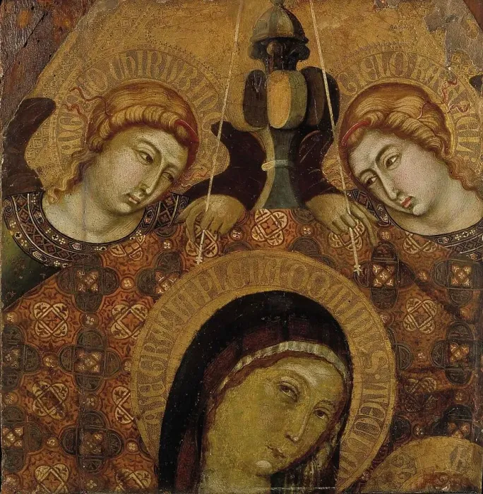 Framed Print : Madonna enthroned, fragment, 1300-1348. Creator: Niccolo di Segna Framed Print : Madonna enthroned, fragment, 1300-1348. Creator: Niccolo di Segna