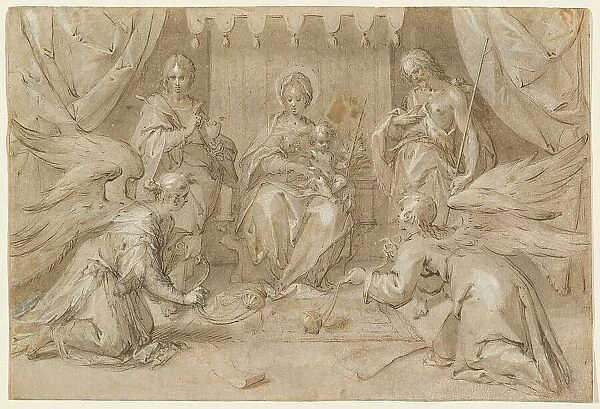 The Madonna Enthroned with Saint John the Baptist and Saint John the Evangelist, 1589. Creator: Hans von Aachen