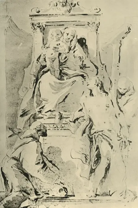 Framed Print : Madonna enthroned with Saints, mid 18th century, (1928). Artist: Giovanni Battista Tiepolo Framed Print : Madonna enthroned with Saints, mid 18th century, (1928). Artist: Giovanni Battista Tiepolo