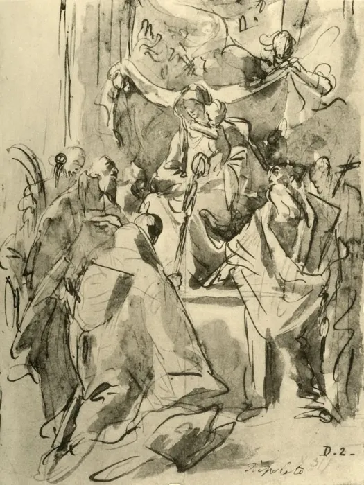 Framed Print : Madonna enthroned with Saints, mid 18th century, (1928). Artist: Giovanni Battista Tiepolo Framed Print : Madonna enthroned with Saints, mid 18th century, (1928). Artist: Giovanni Battista Tiepolo