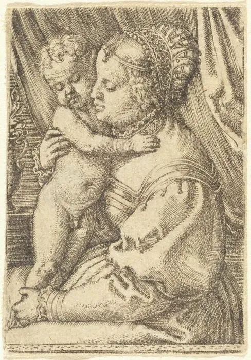 Framed Print : Madonna with Flower Vase, c. 1520. Creator: Barthel Beham Framed Print : Madonna with Flower Vase, c. 1520. Creator: Barthel Beham