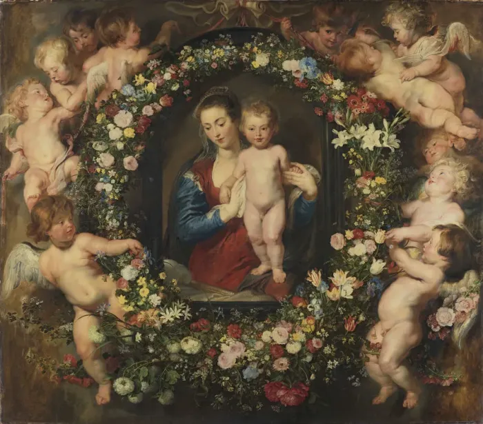 Framed Print : Madonna in a Garland of Flowers, c. 1616-1618 Framed Print : Madonna in a Garland of Flowers, c. 1616-1618