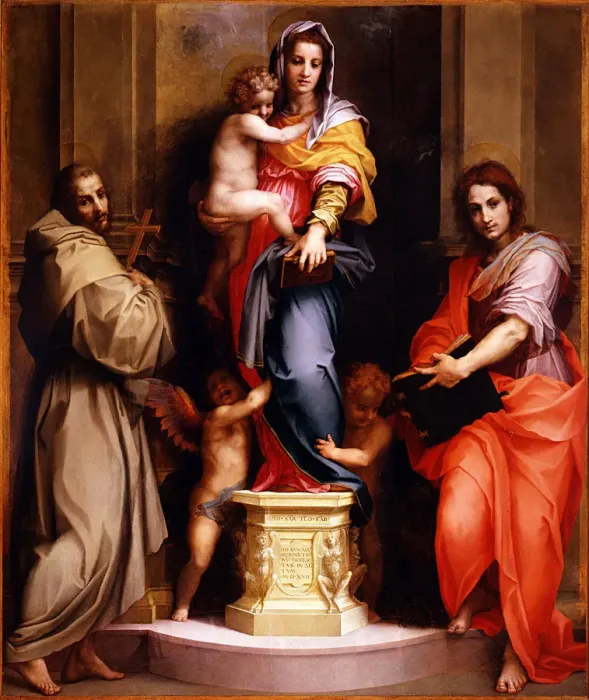 Framed Print : Madonna of the Harpies (Madonna delle Arpie), 1517. Artist: Andrea del Sarto (1486-1531) Framed Print : Madonna of the Harpies (Madonna delle Arpie), 1517. Artist: Andrea del Sarto (1486-1531)