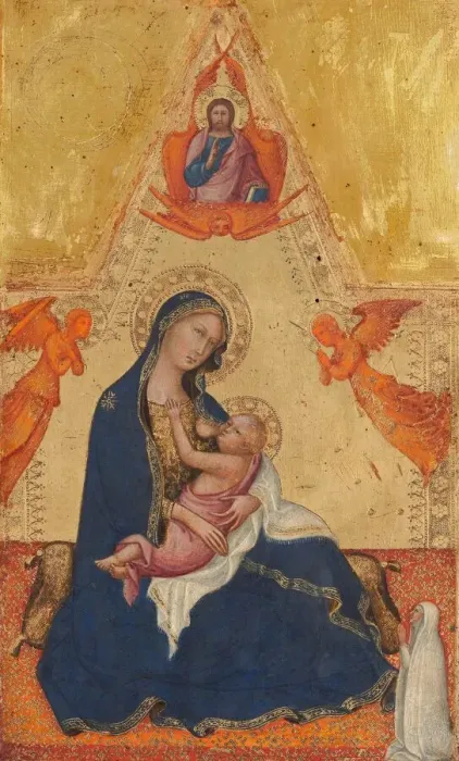 Framed Print : Madonna of Humility, The Blessing Christ, Two Angels, and a Donor [obverse], c. 1380  /  1390