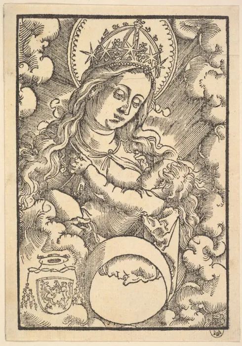 Framed Print : Madonna Lactans, from Enchiridon poeticum, 1515. Creator: Hans Baldung Framed Print : Madonna Lactans, from Enchiridon poeticum, 1515. Creator: Hans Baldung