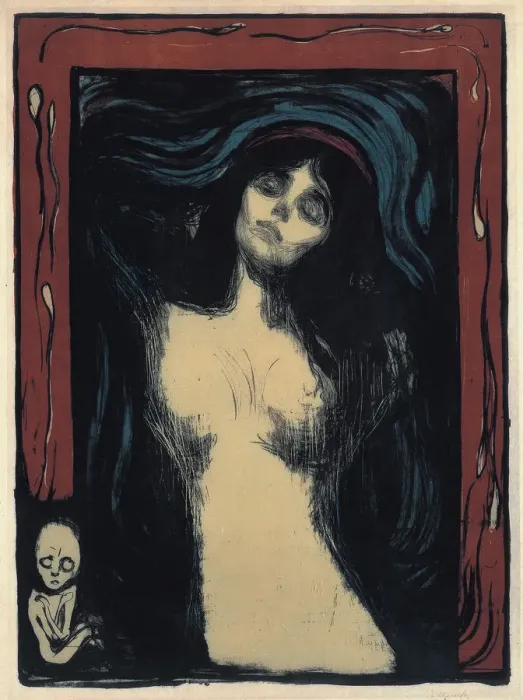Framed Print : Madonna (Loving Woman), 1895-1900. Artist: Munch, Edvard (1863-1944) Framed Print : Madonna (Loving Woman), 1895-1900. Artist: Munch, Edvard (1863-1944)