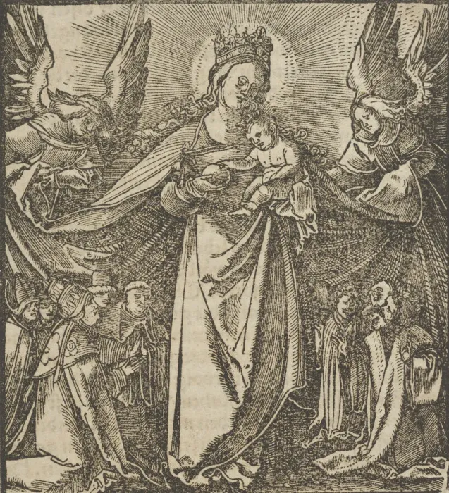 Framed Print : The Madonna of Mercy, from Hymmelwagen auff dem, wer wol lebt... 1517 Framed Print : The Madonna of Mercy, from Hymmelwagen auff dem, wer wol lebt... 1517